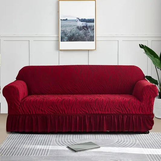 Luxurious Velvet Export Quality Sofa covers - Textured Style - Maroon - Sofa Covers