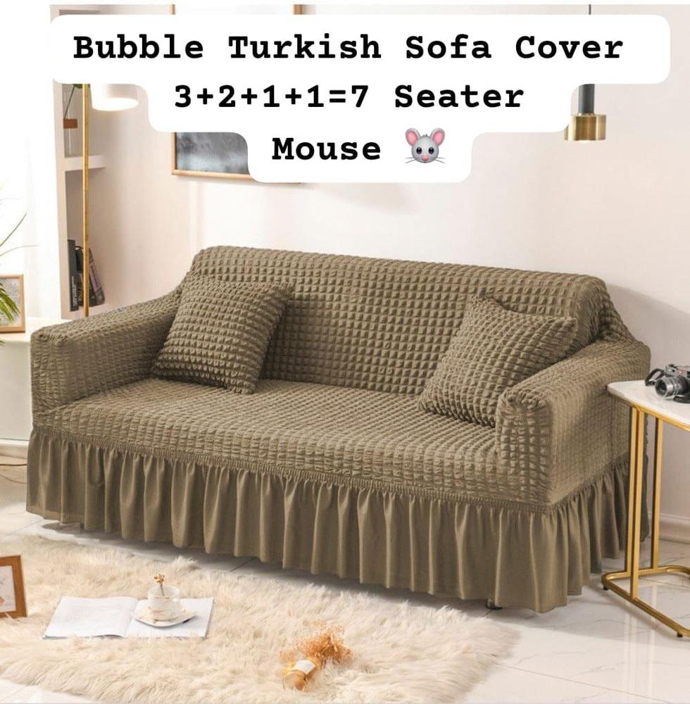 Premium Bubble Fabric Sofa Covers – Luxe Fit & Designer Comfort Brown - Mouse - Sofa Covers