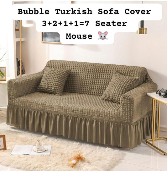 Premium Bubble Fabric Sofa Covers – Luxe Fit & Designer Comfort Brown - Mouse - Sofa Covers