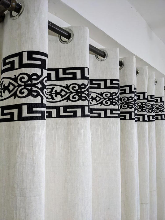Self Jacquard Motif Curtain with Attached Lining – Elegant & Easy Washable (55x92 Inches | Single Piece)
