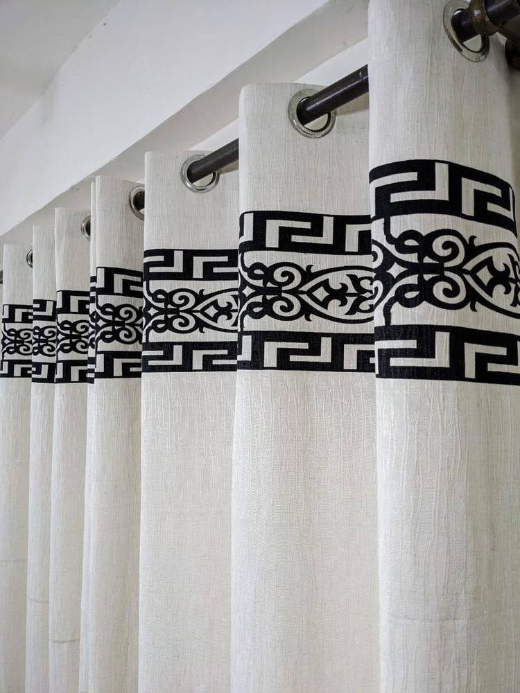 Self Jacquard Motif Curtain with Attached Lining – Elegant & Easy Washable (55x92 Inches | Single Piece)