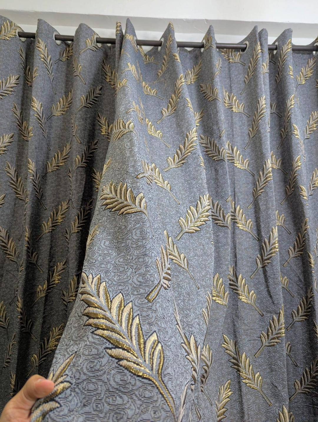 Grey Jacquard Printed Curtain – Easy to Hang & Wash | Single Piece (56x96 Inches)