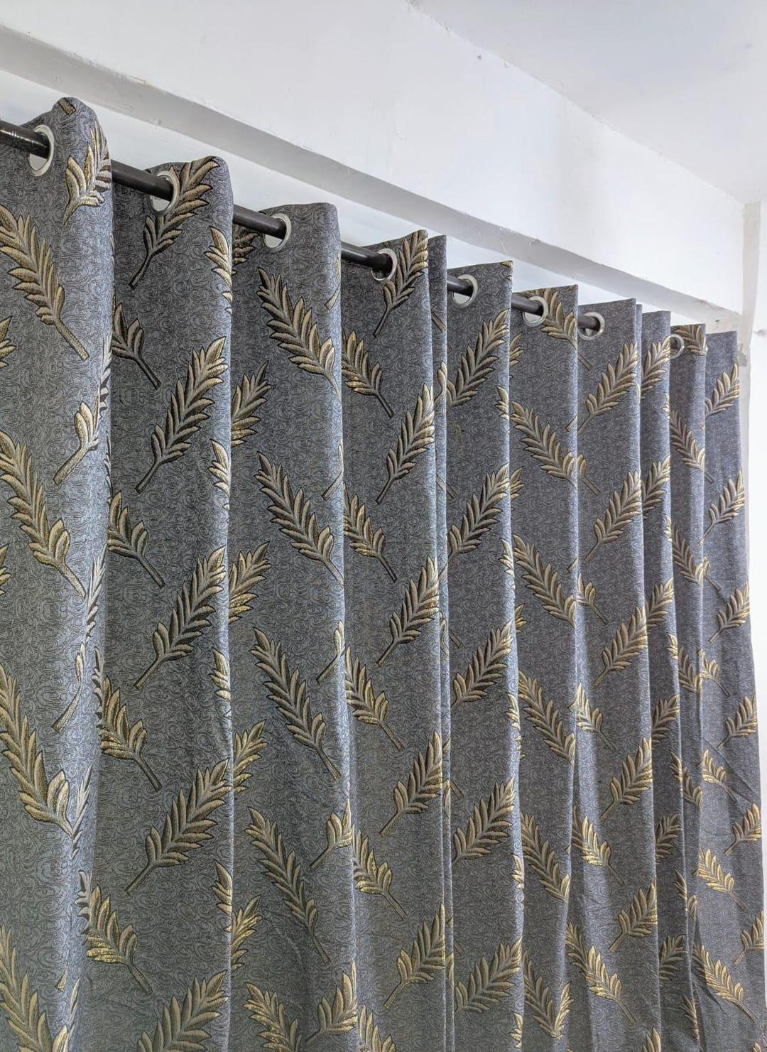 Grey Jacquard Printed Curtain – Easy to Hang & Wash | Single Piece (56x96 Inches)