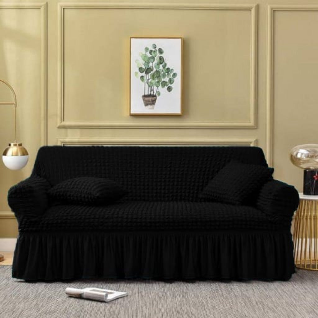 Premium Bubble Fabric Sofa Covers – Luxe Fit & Designer Comfort Black - Sofa Covers