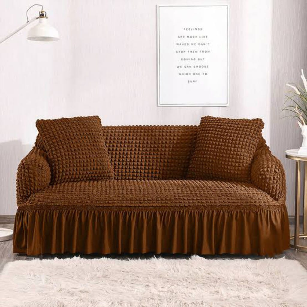 Premium Bubble Fabric Sofa Covers – Luxe Fit & Designer Comfort Brown - Sofa Covers