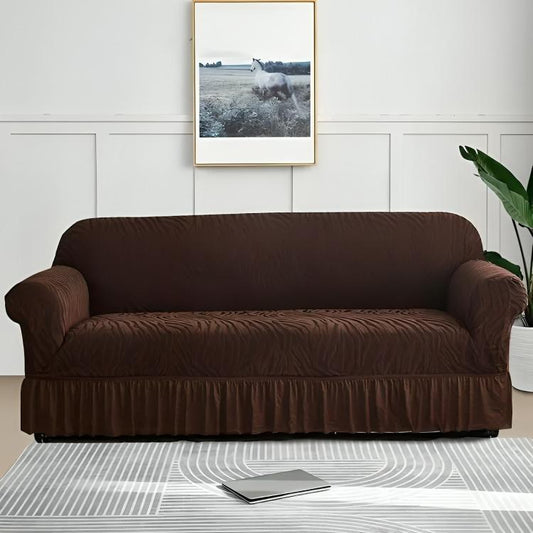 Luxurious Velvet Export Quality Sofa covers - Textured Style - Chocolate - Sofa Covers