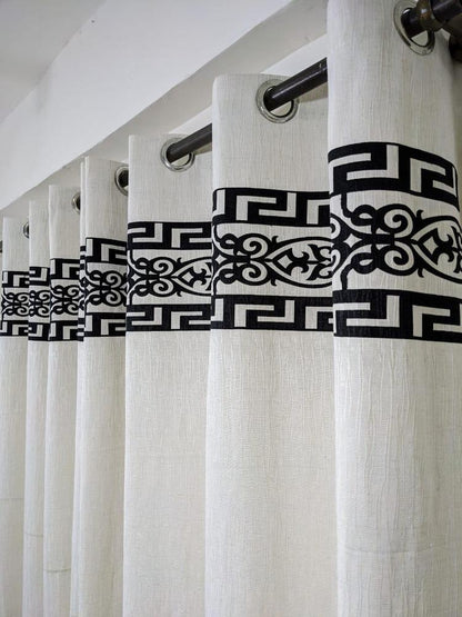 Self Jacquard Motif Curtain with Attached Lining – Elegant & Easy Washable (55x92 Inches | Single Piece)