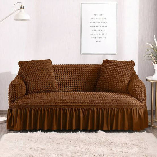 Premium Bubble Fabric Sofa Covers – Luxe Fit & Designer Comfort Brown - Sofa Covers