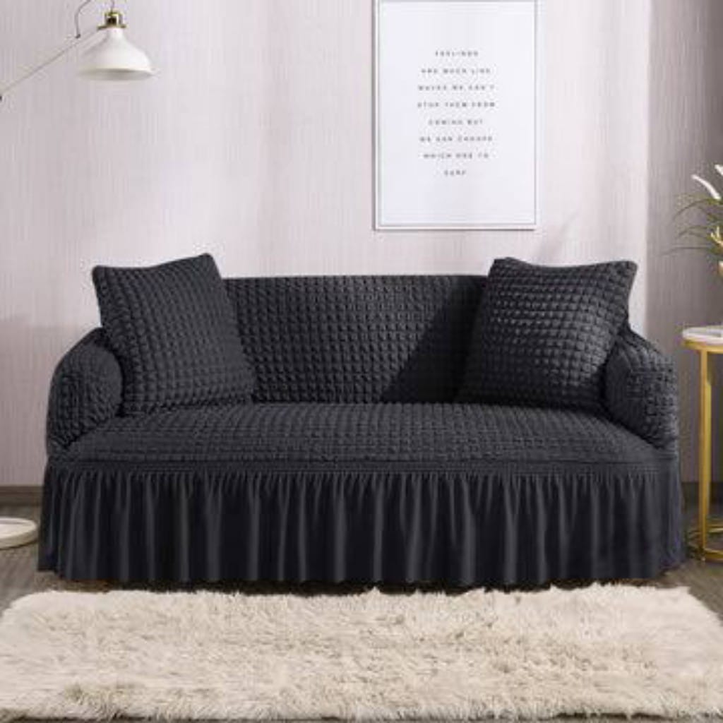 Premium Bubble Fabric Sofa Covers – Luxe Fit & Designer Comfort Dark Gray - Sofa Covers