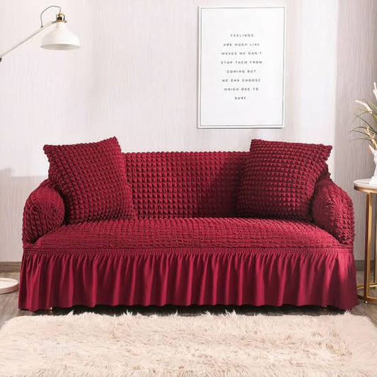 Premium Bubble Fabric Sofa Covers – Luxe Fit & Designer Comfort Maroon - Sofa Covers