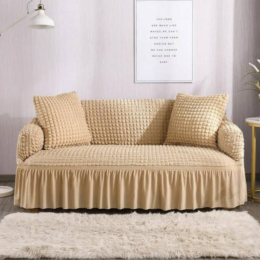 Premium Bubble Fabric Sofa Covers – Luxe Fit & Designer Comfort Dark Golden - Sofa Covers