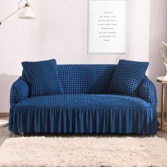 Premium Bubble Fabric Sofa Covers – Luxe Fit & Designer Comfort - Blue - Sofa Covers
